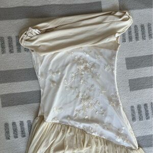 Cream Floral Embroidered Dress